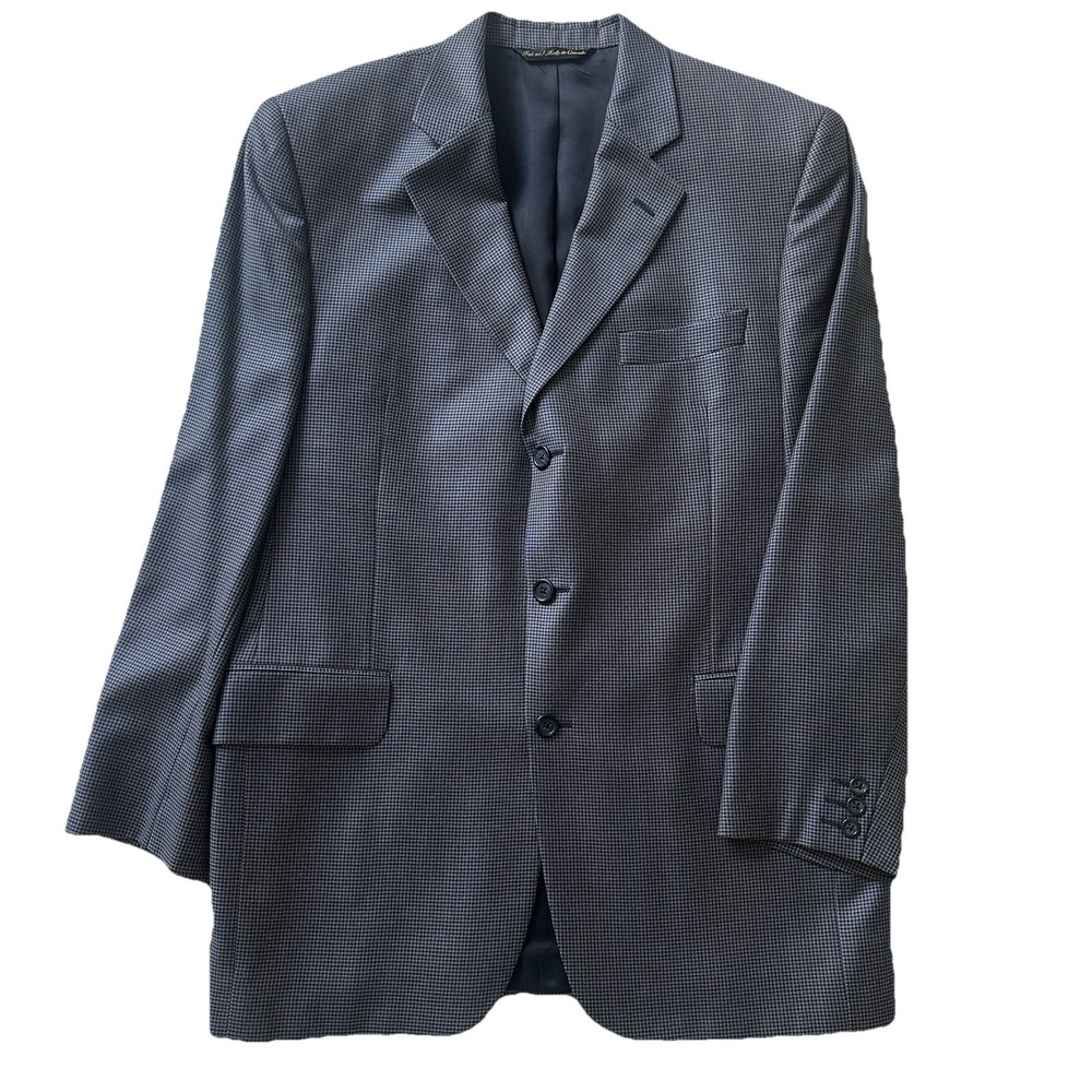 Jack Victor Montreal Blazer Men's 42R Gray Houndstooth Wool Silk Sport Coat EUC